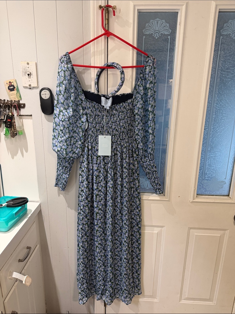 Hill House Floral Smocked Maxi Dress - Blue & Green